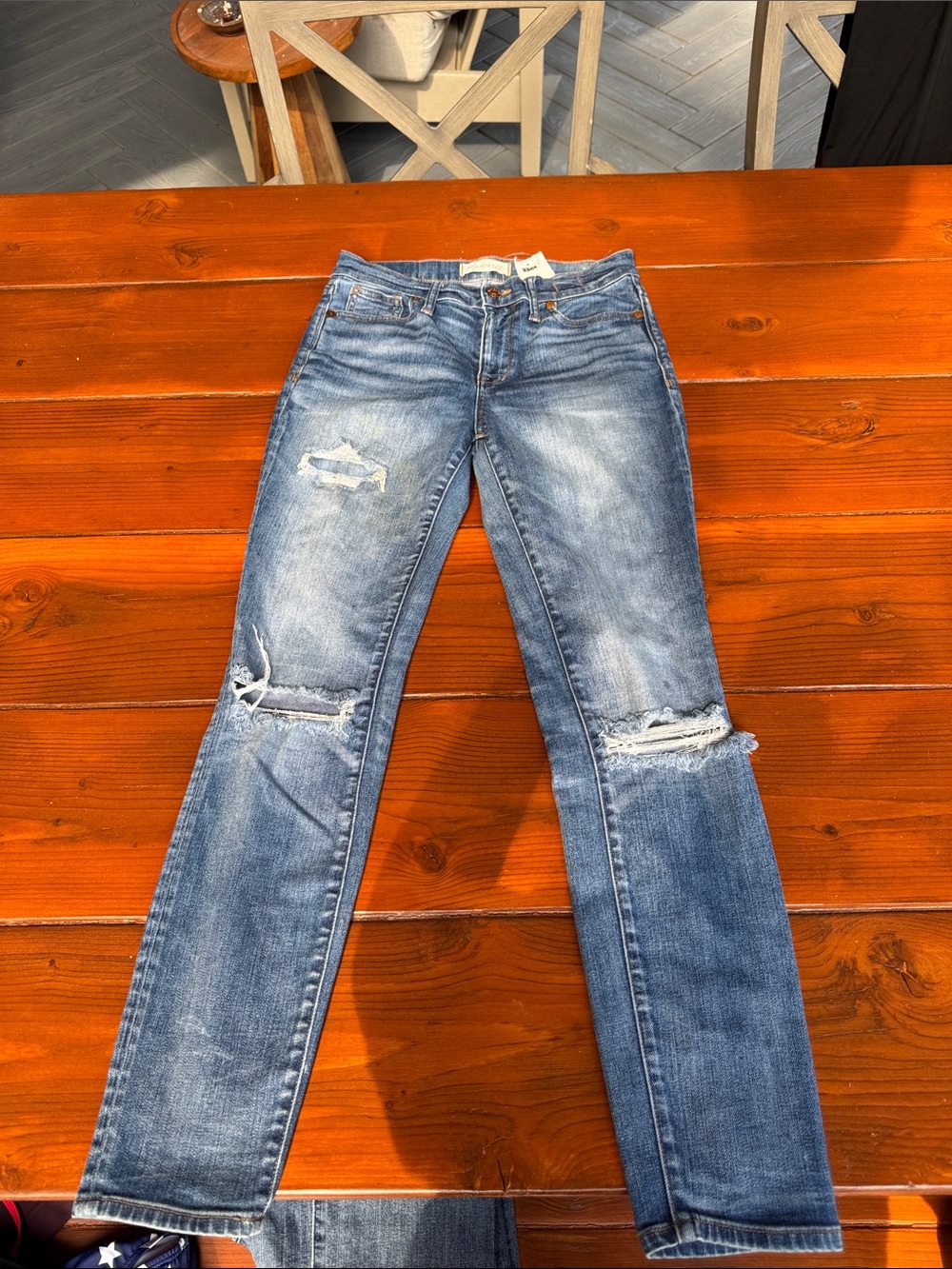 Madewell Light Blue Ripped high rise  Skinny Jeans